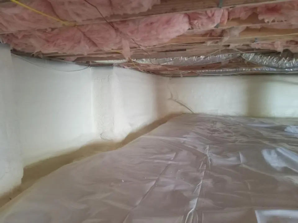Crawl space encapsulation with closed-cell spray foam for Commercial Roof Restoration in Crouch Mesa